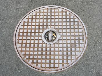 Directly above shot of manhole on street