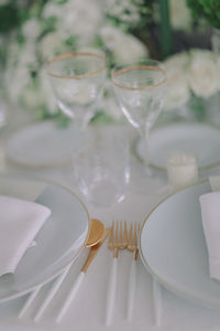 Ice cream in glass on table