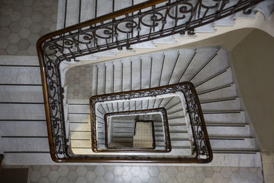 Directly below shot of spiral staircase