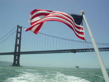 Low angle view of suspension bridge