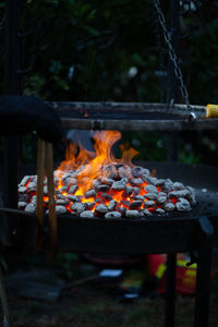 Close-up of meat on barbecue grill