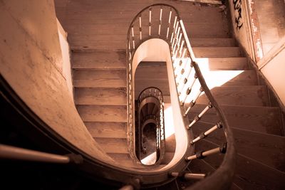 High angle view of spiral stairs