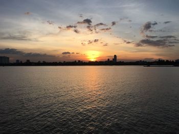 Scenic view of sea against sky during sunset