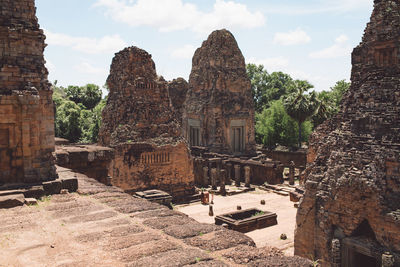 High angle view of old temple building