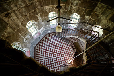 High angle view of spiral staircase