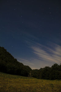 Scenic view of field against sky at night