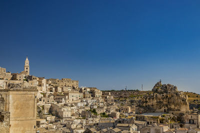 View of old town against clear blue sky