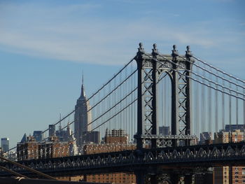 Low angle view of suspension bridge