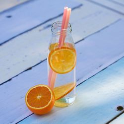 High angle view of drink on table