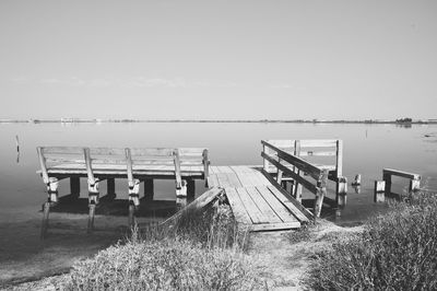Built structure on beach against sky