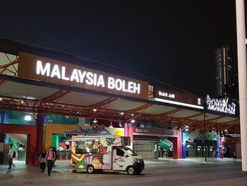 View of illuminated city at night