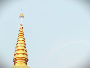 Low angle view of pagoda against sky