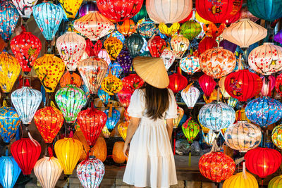 Full frame shot of multi colored lanterns