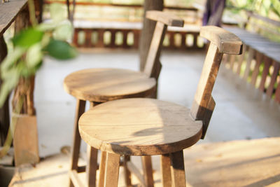 Close-up of empty wooden table