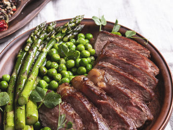 High angle view of meal on table