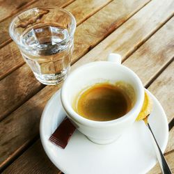 Close-up of coffee cup on table