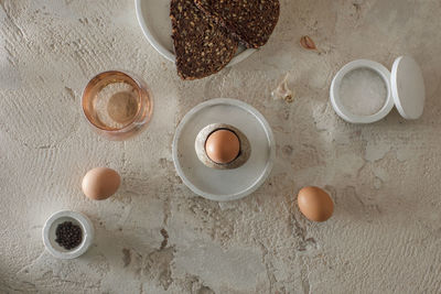 High angle view of food on table