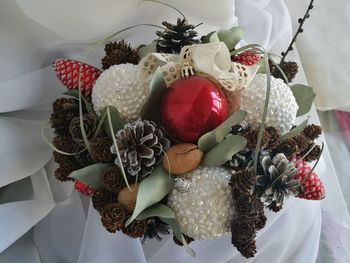 High angle view of christmas decoration