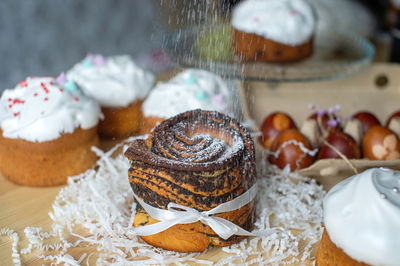 Close-up of dessert on table