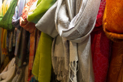 Full frame shot of scarfs for sale in market