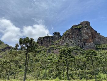 Rock formations on landscape against sky