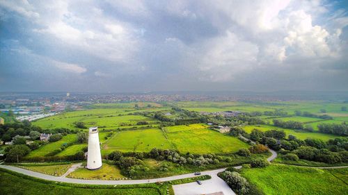 High angle view of landscape against sky