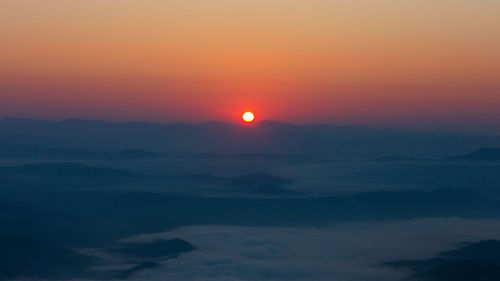 Scenic view of dramatic sky during sunset