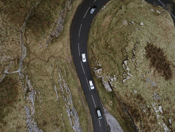 High angle view of vehicles on road