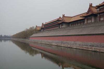 Reflection of built structure in water