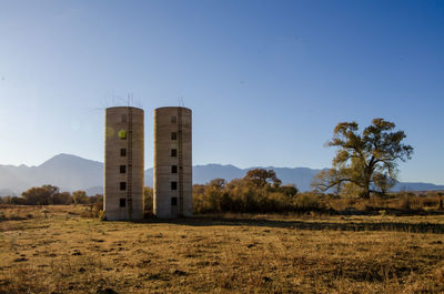 Antique concrete grass silos in owens valley california