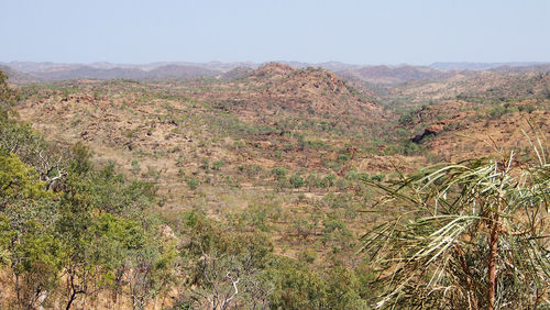 Scenic view of landscape against clear sky