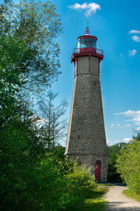 Low angle view of lighthouse against sky