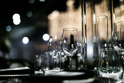 Close-up of wine glass on table in restaurant