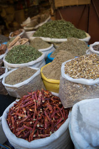 High angle view of food for sale at market stall