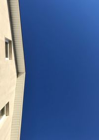 Low angle view of house against clear blue sky