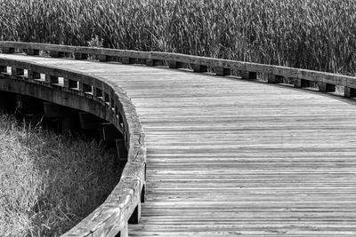 Boardwalk on footbridge