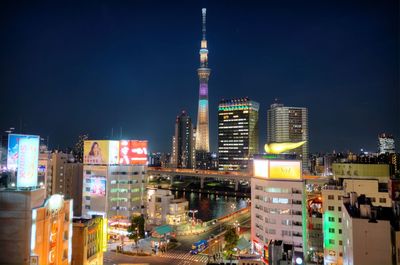 Illuminated city at night