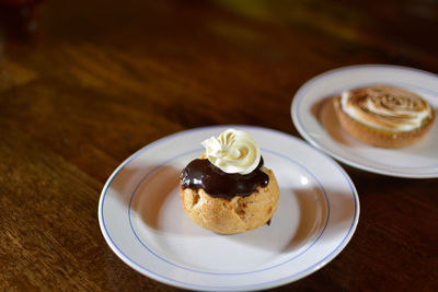 High angle view of cake on table