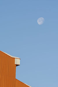 Low angle view of building against clear blue sky