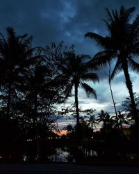 Silhouette palm trees against sky during sunset