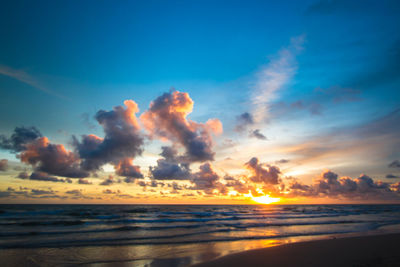 Scenic view of sunset over sea