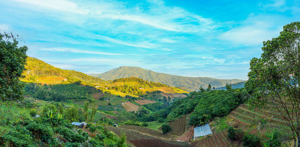 Scenic view of mountains against sky