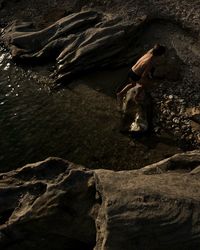 Rock formation on beach