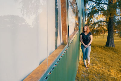 Housewife standing outdoors