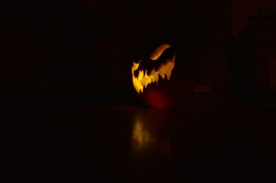 Close-up of illuminated table