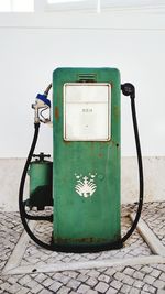 Close-up of vintage gas pump