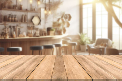 Close-up of wooden table
