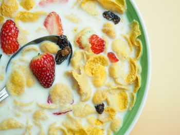 Close-up of breakfast on table