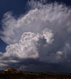 Low angle view of cloudy sky over land