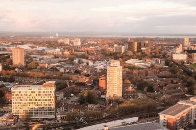 Aerial view of the city of portsmouth, hampshire, southern england